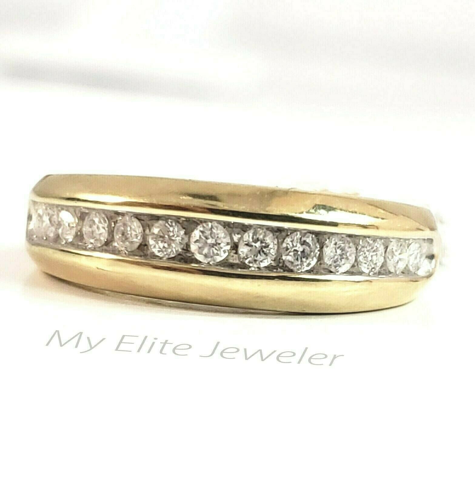 SOLID Gold Mens Diamond Ring Band 10k Yellow Gold Engagement Wedding Anniversary - GoldenlinQ