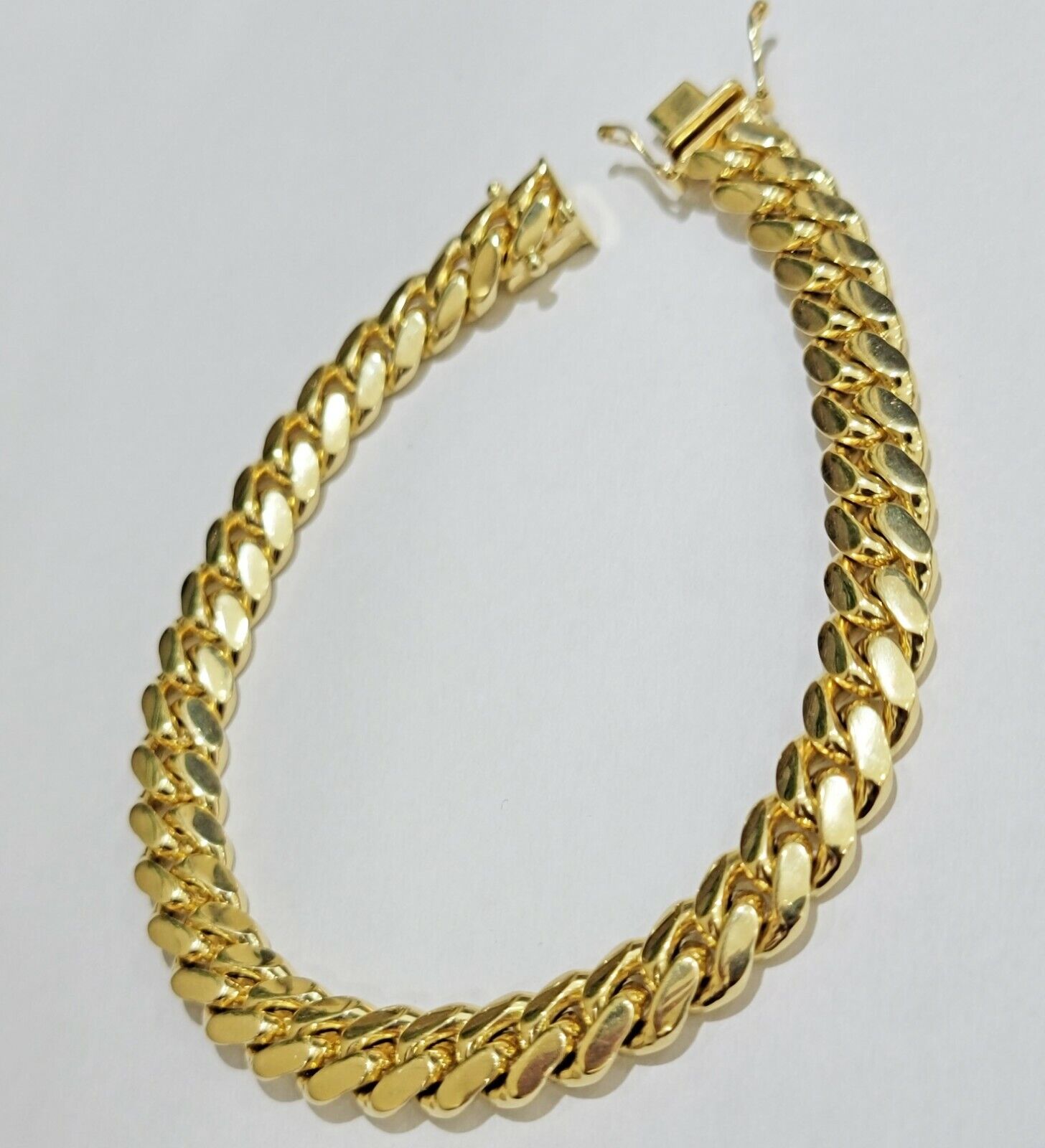 Solid Gold Miami Cuban Link Bracelet 8mm 8" REAL 10k Yellow Gold Box Lock 10kt - GoldenlinQ