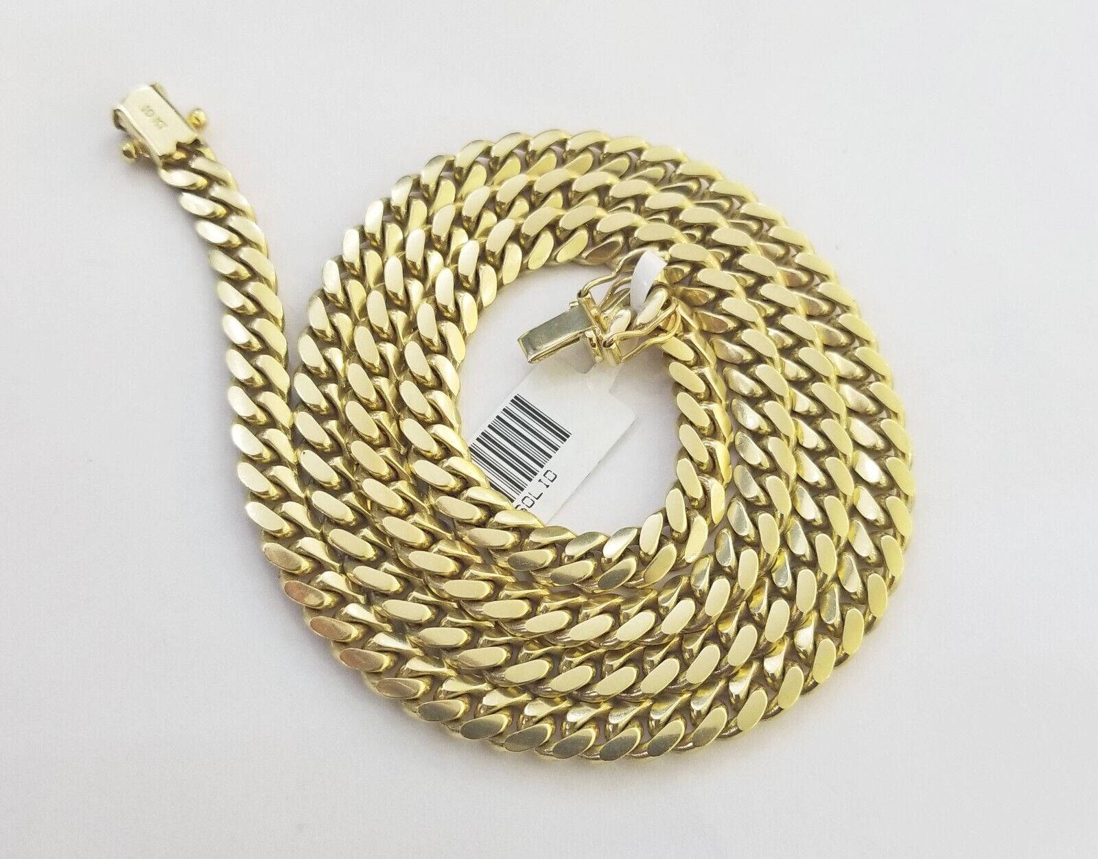 Solid Real 10k Gold Chain Miami Cuban Link 6mm Box Lock 22" Yellow Gold Necklace - GoldenlinQ