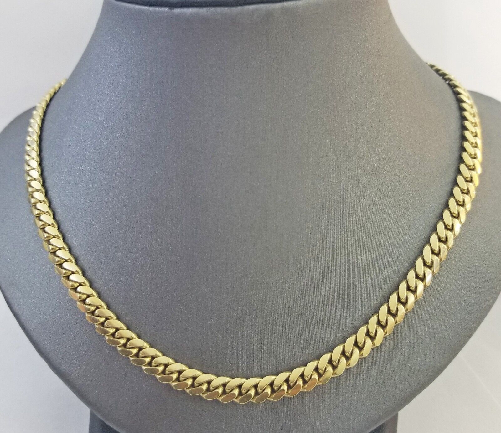 Solid Real 10k Gold Chain Miami Cuban Link 6mm Box Lock 22" Yellow Gold Necklace - GoldenlinQ