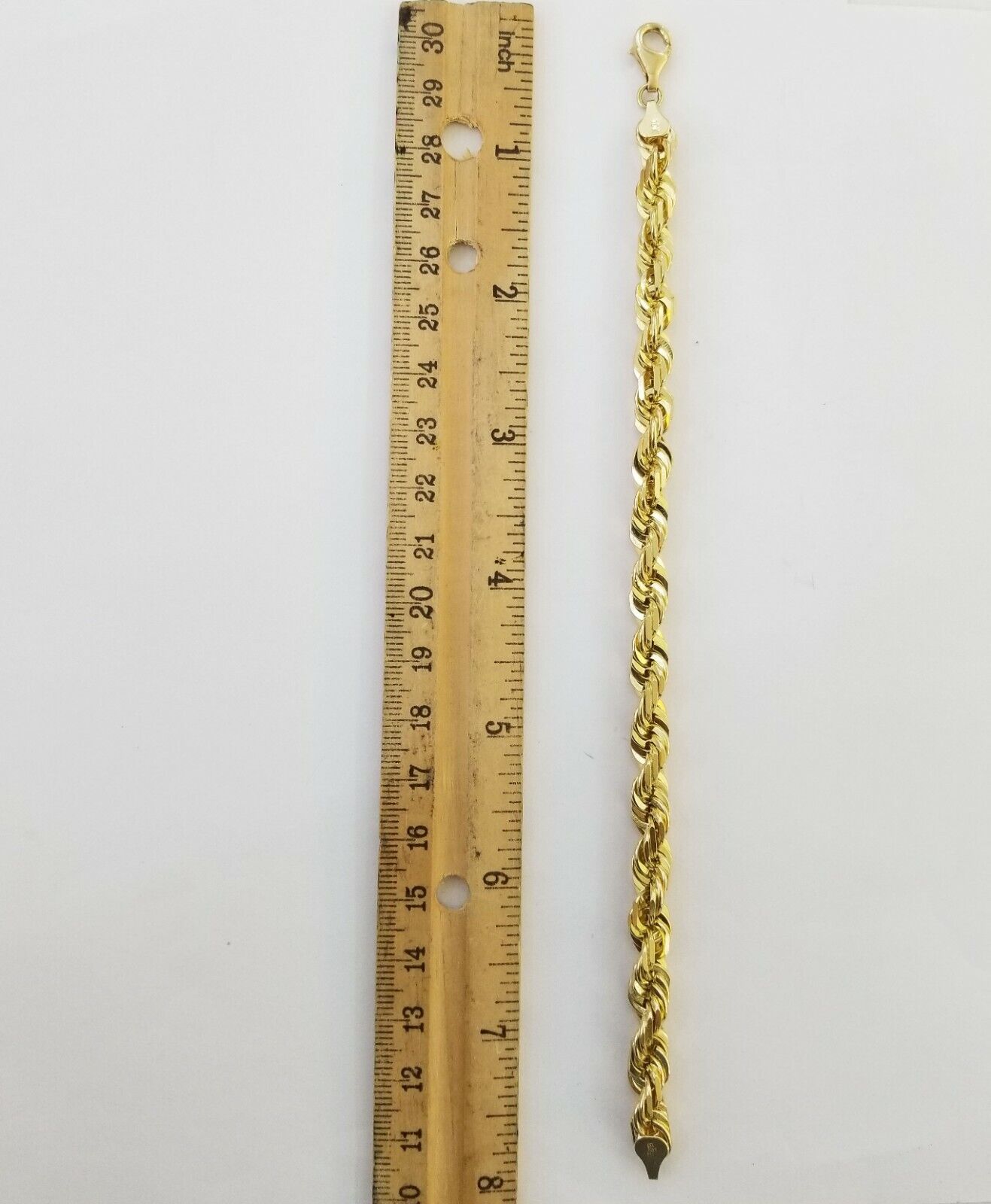 Solid Real 10K Yellow Gold Rope Bracelet 8" Inch 7mm 10kt Real gold men women - GoldenlinQ