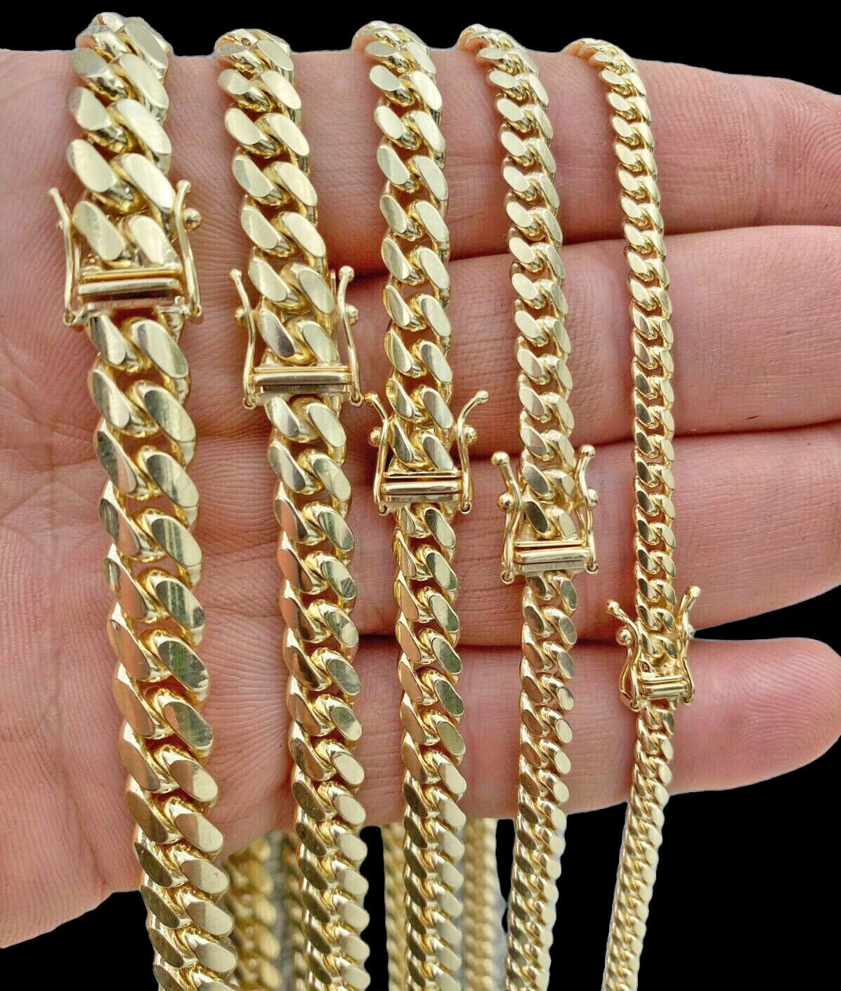 Solid Real 14k Gold Miami Cuban Link Chain Necklace 6mm 7mm 8mm 20" - 28" 14kt Men - GoldenlinQ