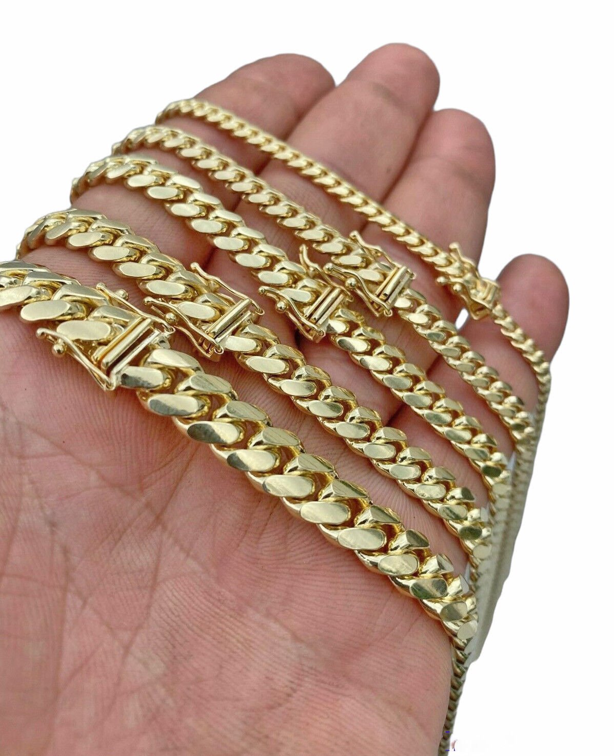 Solid Real 14k Gold Miami Cuban Link Chain Necklace 6mm 7mm 8mm 20" - 28" 14kt Men - GoldenlinQ