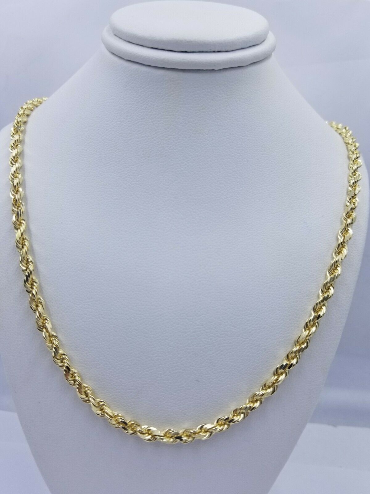 Solid REAL10k Gold Rope Chain 4mm 18" - 30" Necklace 10kt Yellow Gold Diamond Cut - GoldenlinQ