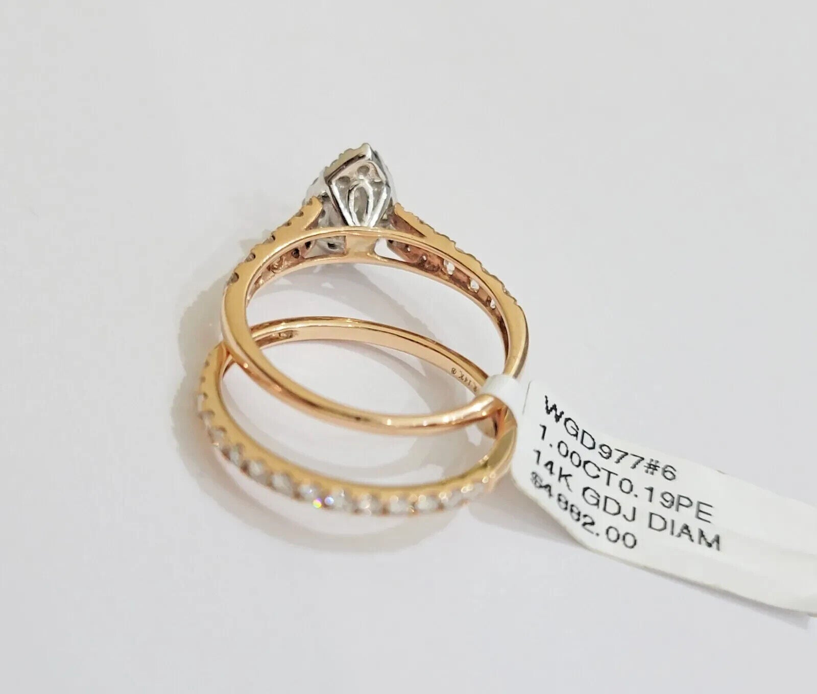 Tear Drop / Pear shape Ladies Diamond Ring GENUINE 1CT Diamond 14k Rose Gold SET - GoldenlinQ